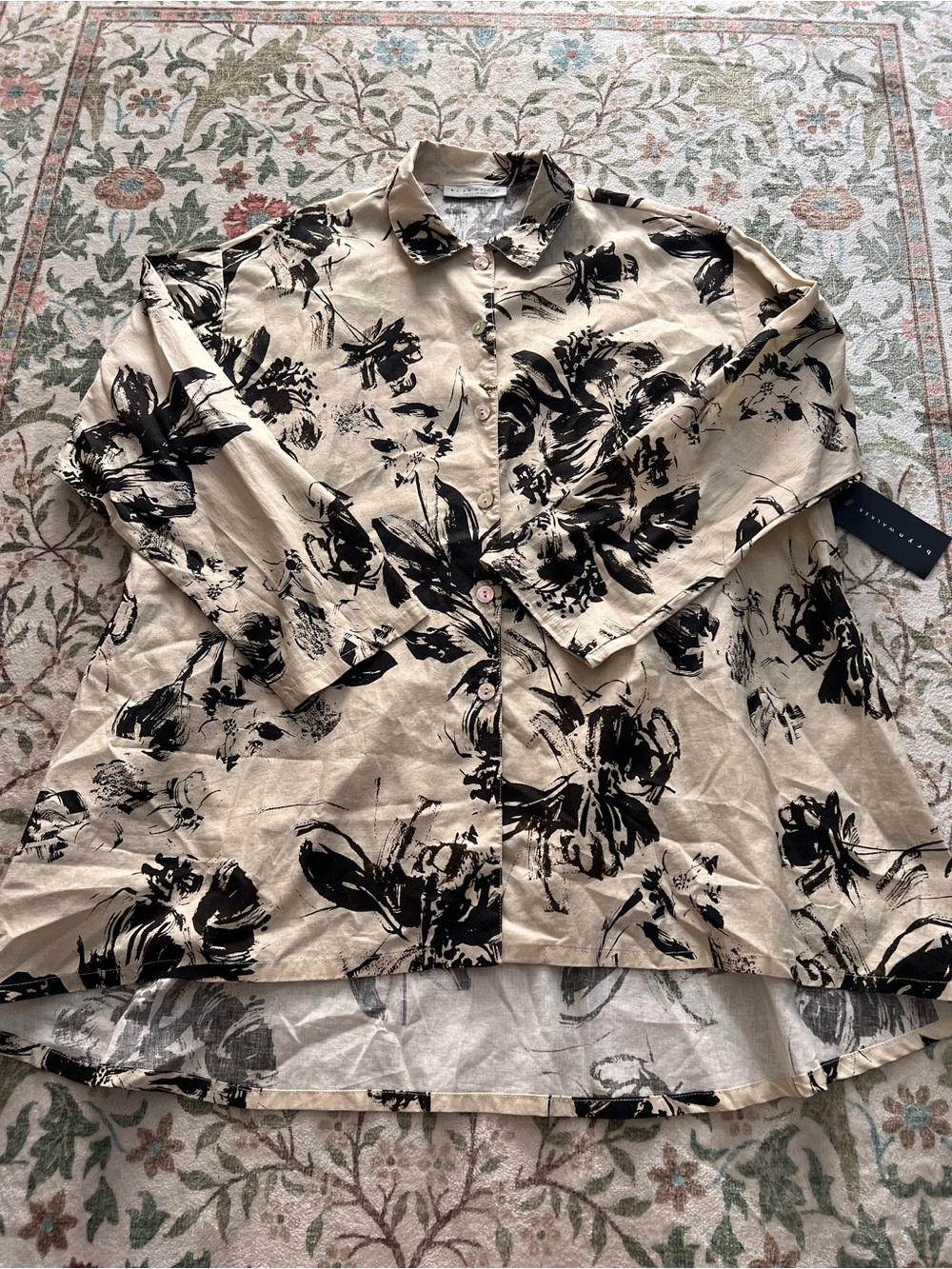 Bryn Walker Torcello Linen Tunic Top Floral Small NWT